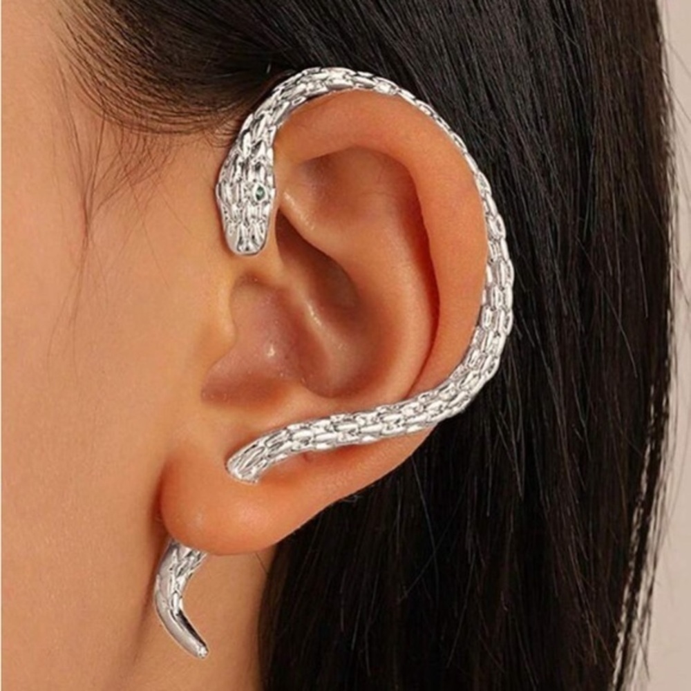 Silver Snake Climber Earrings